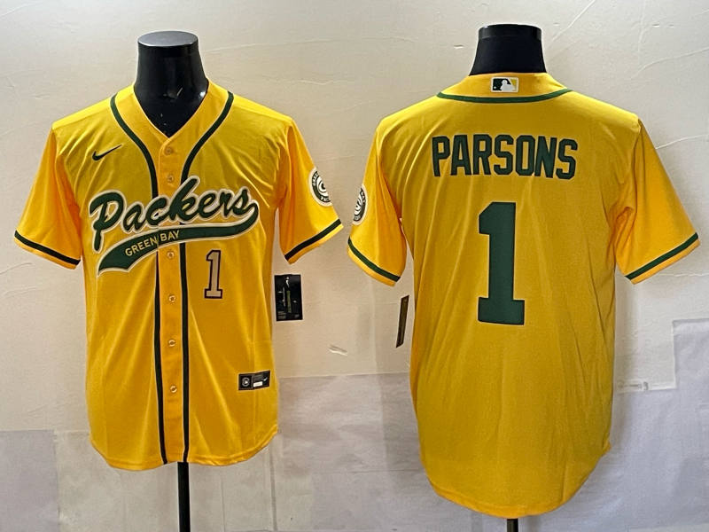 Men Green Bay Packers #1 Parsons yellow Nike NFL 2025 jersey 01->green bay packers->NFL Jersey